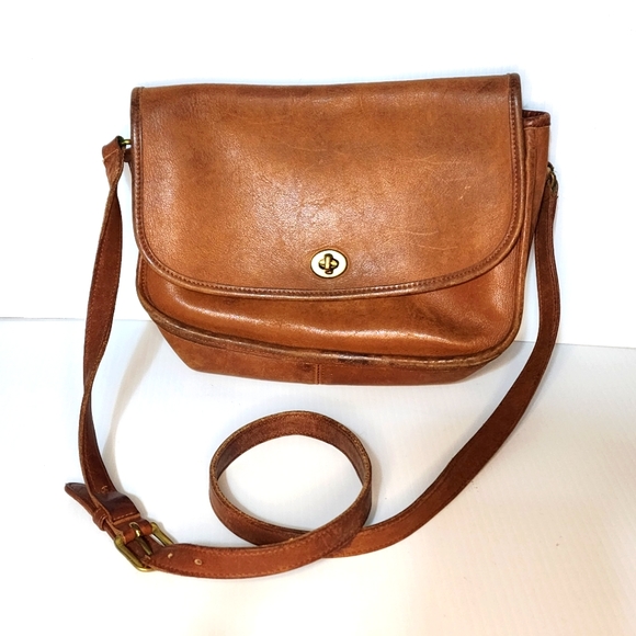 Coach Bags Vintage Brown Leather Coach Crossbody Satchel Purse Turn